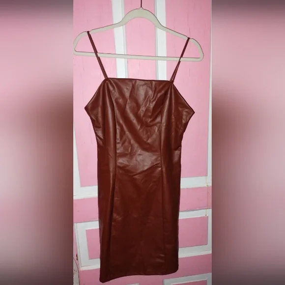 No Comment Dresses | Faux Leather Dress | Color: Brown | Size: L | Sashaswan's Closet